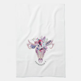 Paño De Cocina Flores de colores Boho Skull