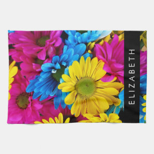 Paño De Cocina Flores de colores, maricas, boho, tu nombre