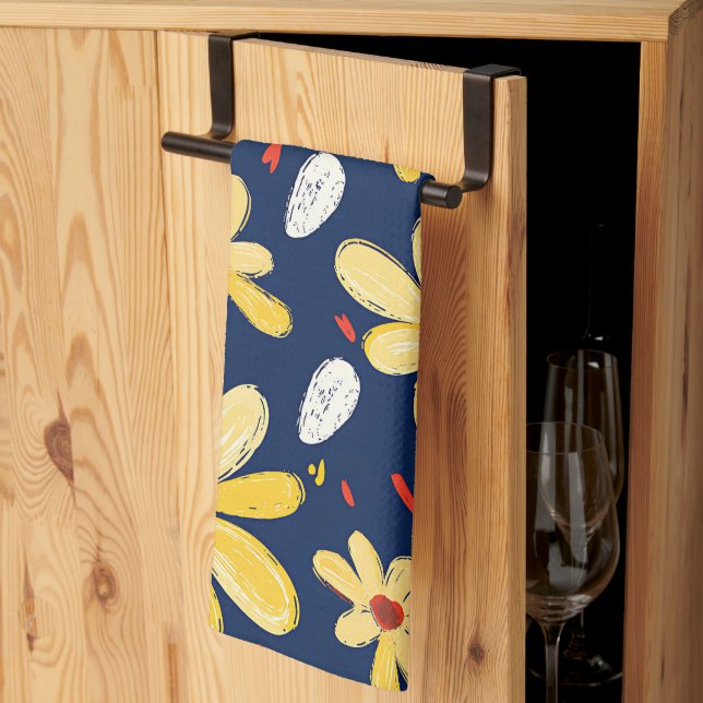 Paño De Cocina Flores de crayón y mariposa (Pliegue de tercios)