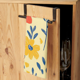 Paño De Cocina Flores de crayón y mariposa