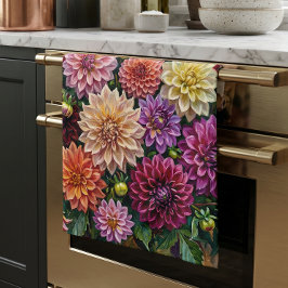 Paño De Cocina Flores de Dalia Coloridas