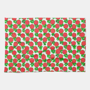 Paño De Cocina Flores de dalia en rojo intenso