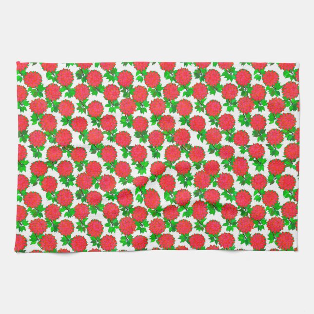 Paño De Cocina Flores de dalia en rojo intenso (Horizontal)