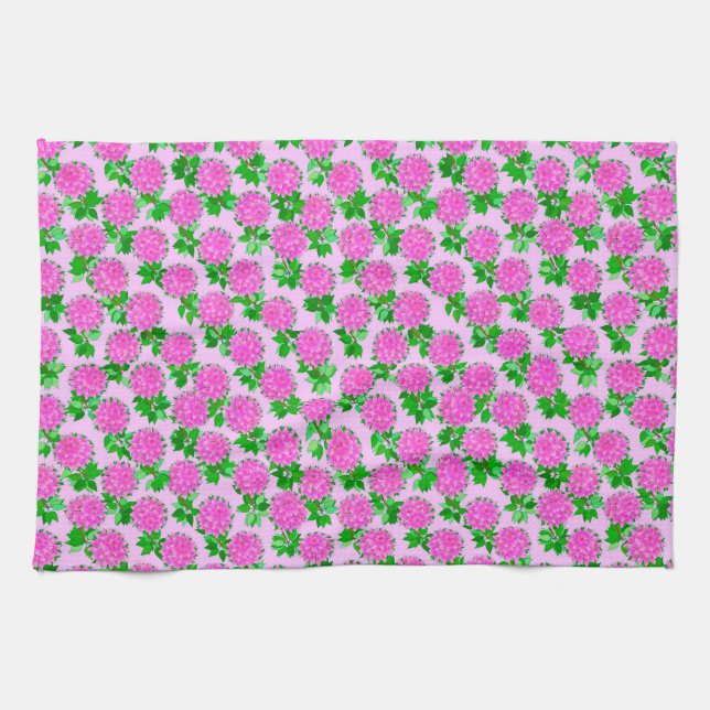Paño De Cocina Flores de dalia en rosa profundo (Horizontal)