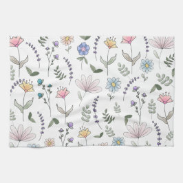 Paño De Cocina Flores de doodle acuáticas de primavera