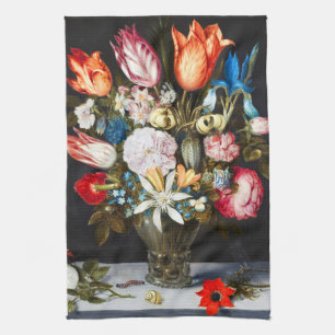 Paño De Cocina Flores de época en un vaso de Ambrosius Bosschaer