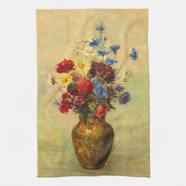 Paño De Cocina Flores de época en una vesícula (1910) de Odilon R (Vertical)