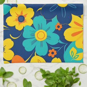 Paño De Cocina Flores de estilo retro-flor de estilo dopaminérgic