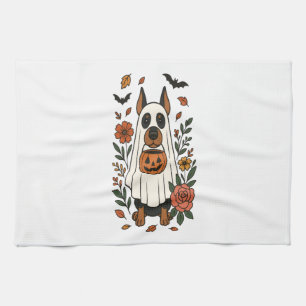 Paño De Cocina Flores de Halloween Doberman Pinscher