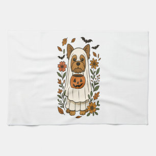 Paño De Cocina Flores de Halloween Yorkshire Terrier Halloween