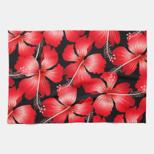 Paño De Cocina Flores de hibiscos rojos