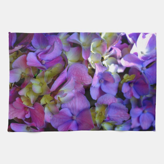 Paño De Cocina Flores de Hydrangeas azul morado (Horizontal)
