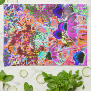 Paño De Cocina Flores de jardín psicodélicas de color rosa calien