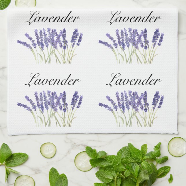 Paño De Cocina Flores de lavanda hierbas acuáticas moda púrpura (Doblado)
