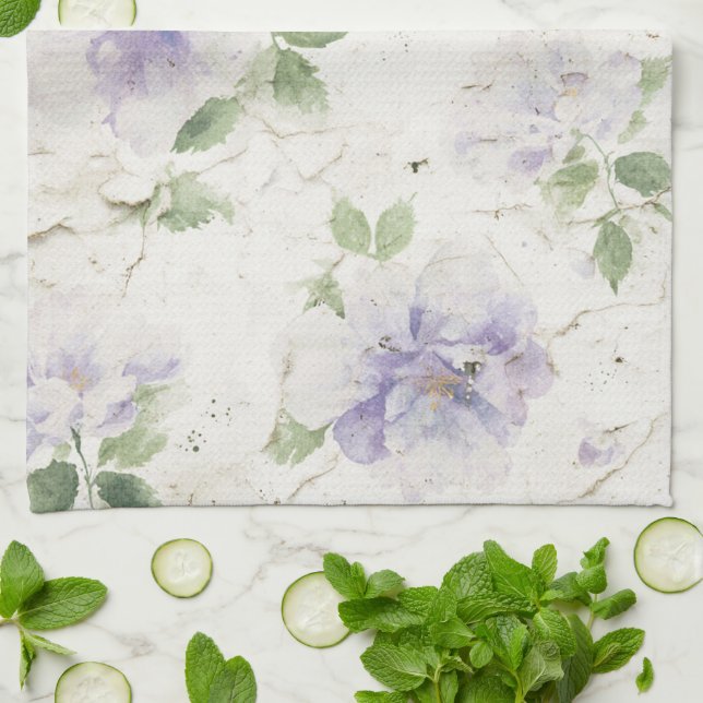 Paño De Cocina Flores de lavanda morada bonitas (Doblado)