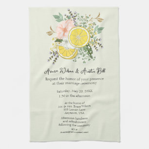 Paño De Cocina Flores de lémones e invitación a la boda de la veg