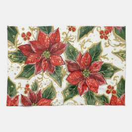Paño De Cocina Flores de los Navidades de Poinsettia Roja