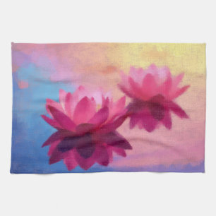 Paño De Cocina Flores de Lotus abstractas y coloridas