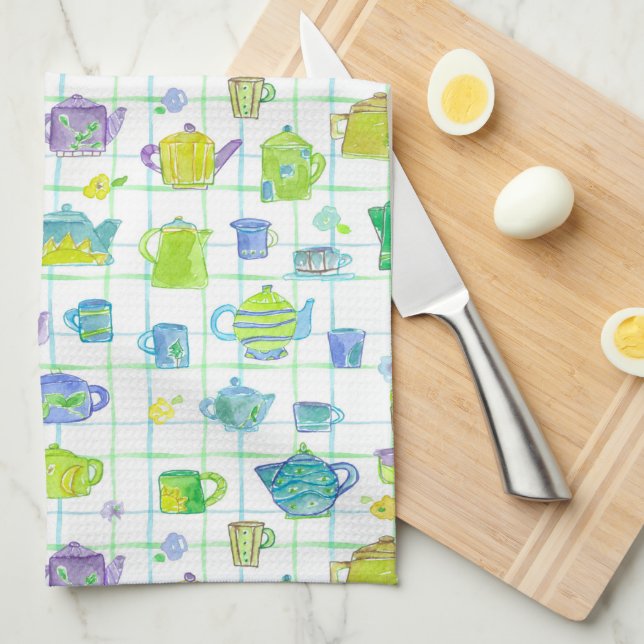 Paño De Cocina Flores de maceta de café (Doblado Cuarto)