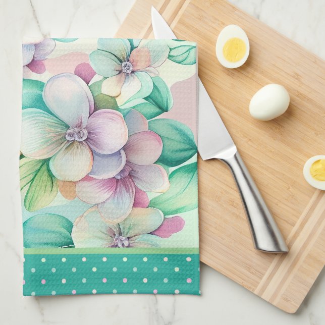 Paño De Cocina Flores de Magnolia Pastel (Doblado Cuarto)