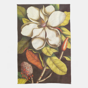 Paño De Cocina Flores de Magnolia Vintage con Semillas