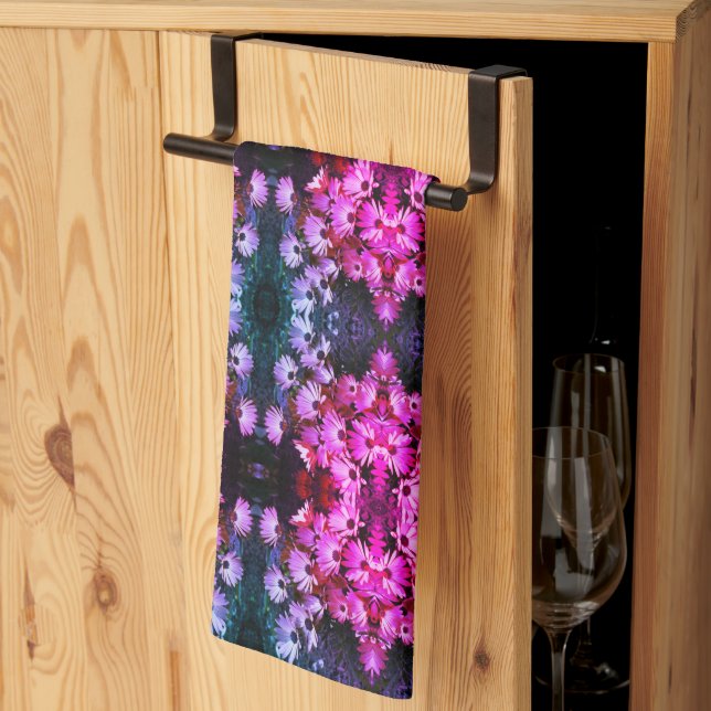 Paño De Cocina Flores de margarita rosada africanas resumen arte (Pliegue de tercios)