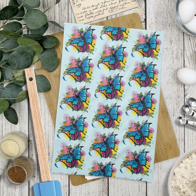 Paño De Cocina Flores de mariposa azul Dragon (Subido por el creador)