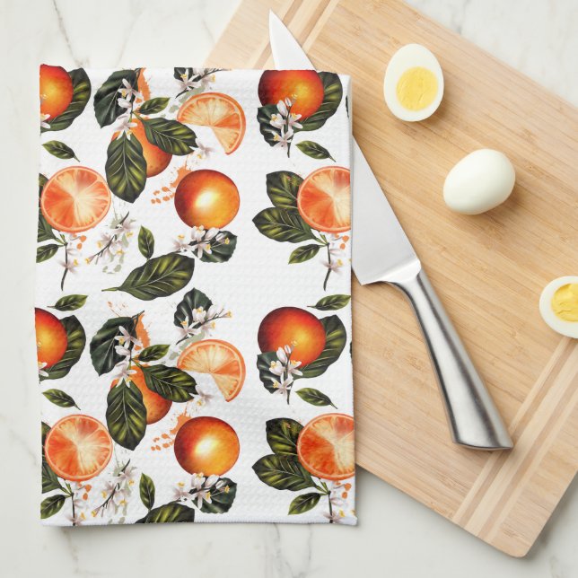 Paño De Cocina Flores de Naranja  (Doblado Cuarto)