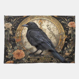 Paño De Cocina Flores de Naranja de cuerdas negras malvadas de la