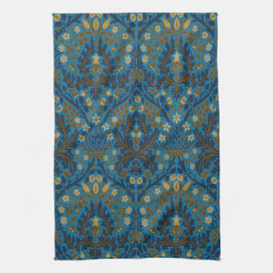 Paño De Cocina Flores de Otoño Azules y Turquesa de William Morri