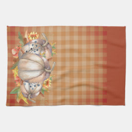 Paño De Cocina Flores de otoño y calabazas de cosecha