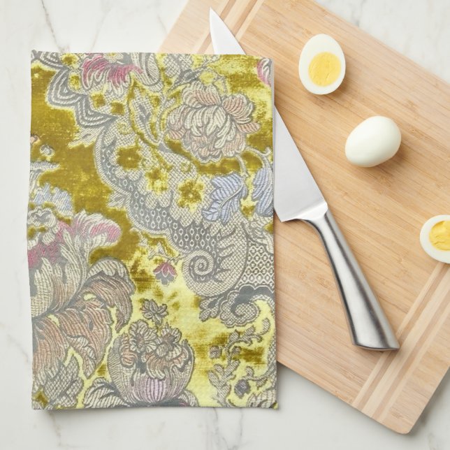 Paño De Cocina Flores de paisley rosa italianas (Doblado Cuarto)