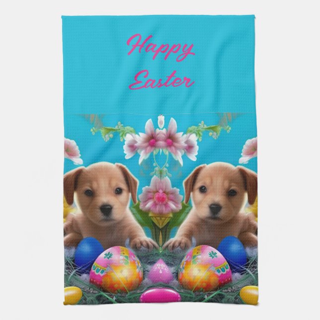 Paño De Cocina Flores de pipa de Pascua y huevos (Vertical)