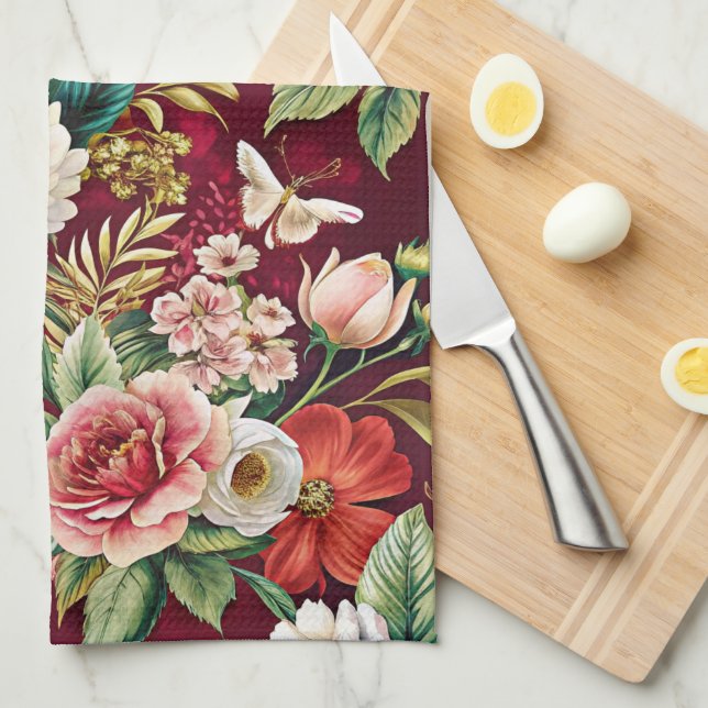 Paño De Cocina Flores de Primavera  (Doblado Cuarto)