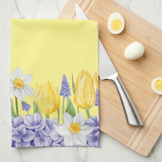 Paño De Cocina Flores de Primavera  (Doblado Cuarto)