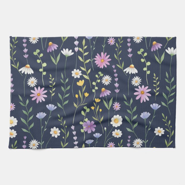 Paño De Cocina Flores de primavera de patrón de superficie floral (Horizontal)