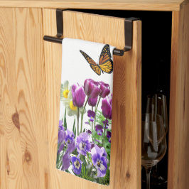 Paño De Cocina Flores de primavera Tulips Daffodils Mano estacion