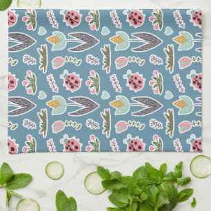 Paño De Cocina Flores de primavera y patrón de parásitos