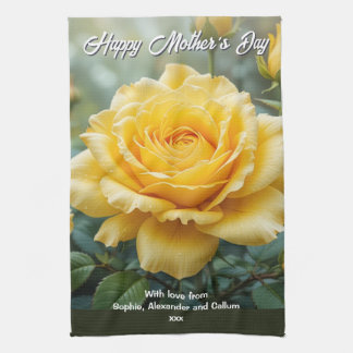 Paño De Cocina Flores de rosa amarilla del Día de la Madre Cocina