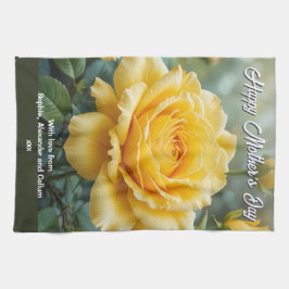 Paño De Cocina Flores de Rosa Amarilla del Día de la Madre Elegan
