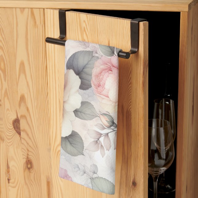 Paño De Cocina Flores de Rosa Elegantes (Pliegue de tercios)