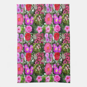 Paño De Cocina "Flores de Rosa: Un Collage de Fotos Florales"