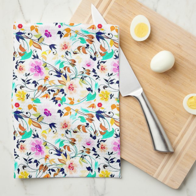 Paño De Cocina Flores de verano (Doblado Cuarto)