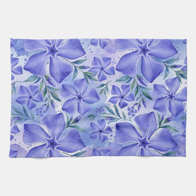 Paño De Cocina Flores de Vinca Azul Violeta Vinca (Horizontal)
