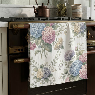 Paño De Cocina Flores delicadas de hortensias