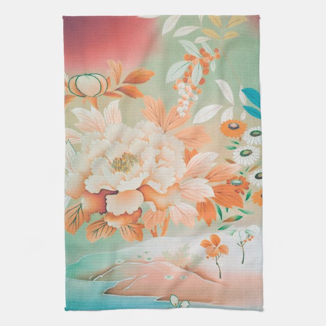 Paño De Cocina Flores, diseño japonés (Vertical)