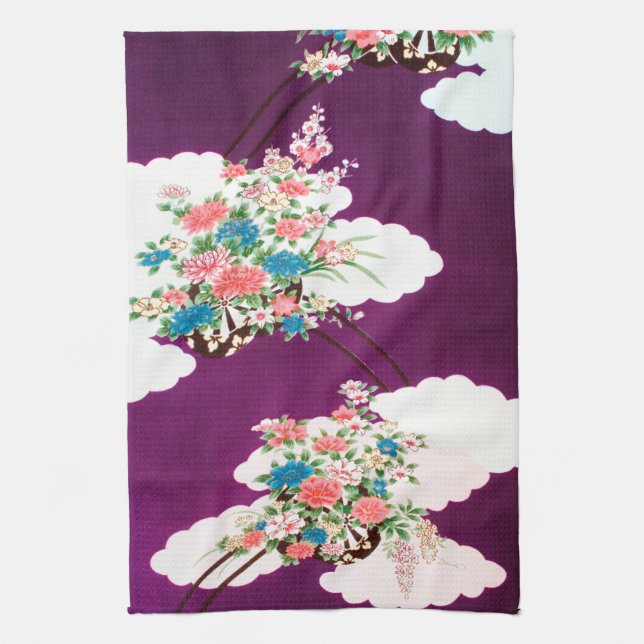 Paño De Cocina Flores, diseño japonés (Vertical)