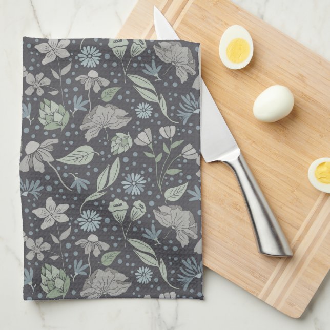 Paño De Cocina Flores Ditsy monocromáticas (Doblado Cuarto)