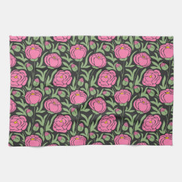 Paño De Cocina Flores elegantes de peones rosados