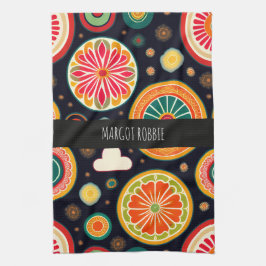 Paño De Cocina Flores en el patrón melón rojo psicodélico